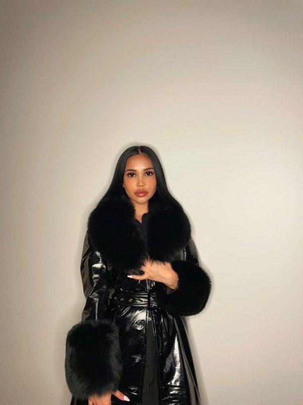 Penelope Patent Leather x For Fur Trim Coat