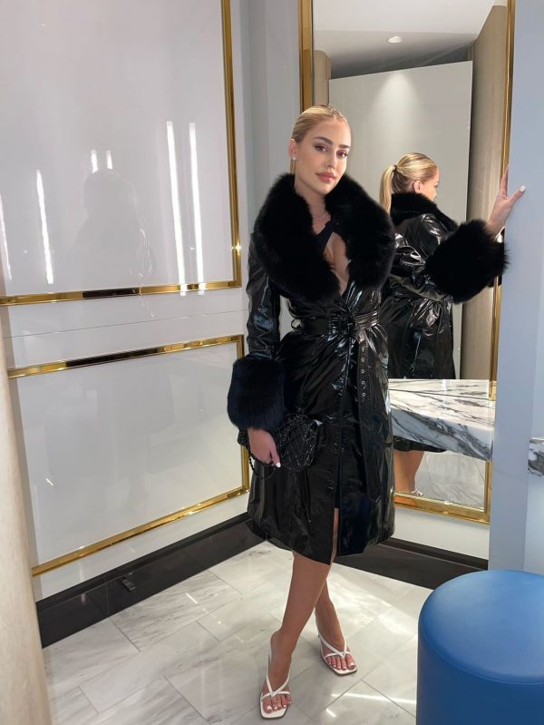 Penelope Patent Leather x For Fur Trim Coat