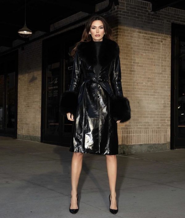 Penelope Patent Leather x For Fur Trim Coat