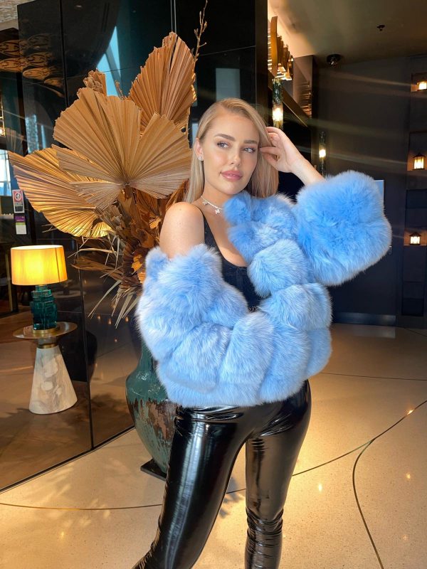 Everleigh Fox Fur - Sky Blue