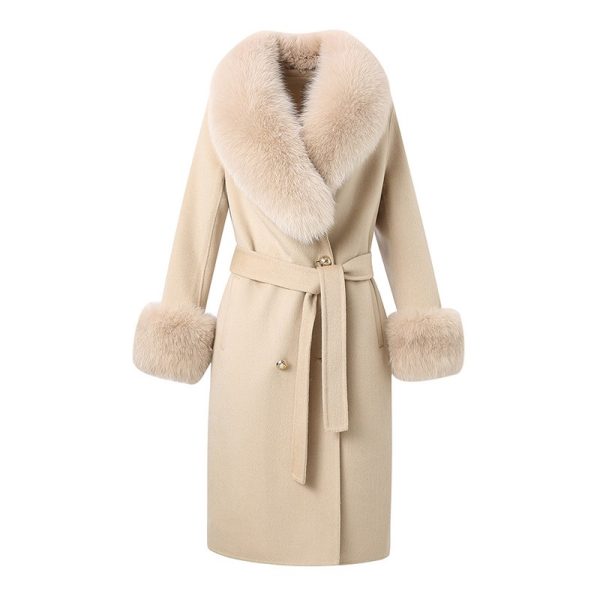 Paris nude wool x Fox fur trim
