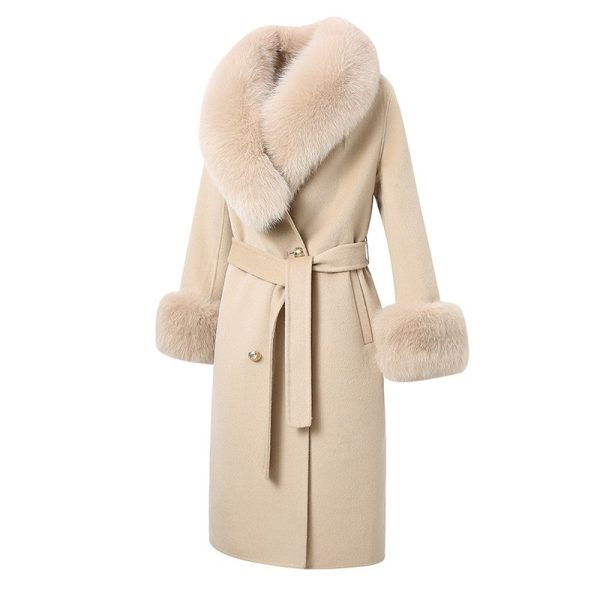 Paris nude wool x Fox fur trim