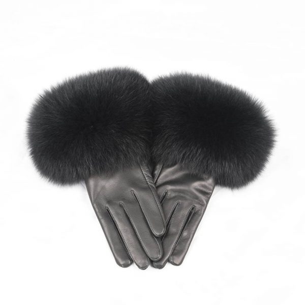 Valeria leather x Fox fur gloves